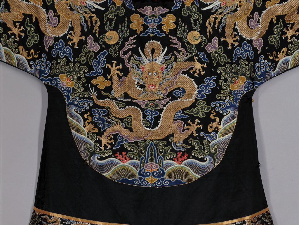 石青色云龙妆花缎袷朝袍